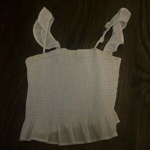 White ruffle top